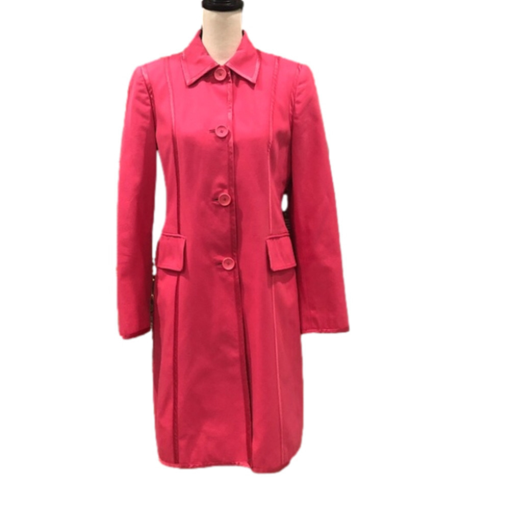 Vintage Y2K Banana Republic Hot Pink Cotton Trench Coat Barbiecore Medium